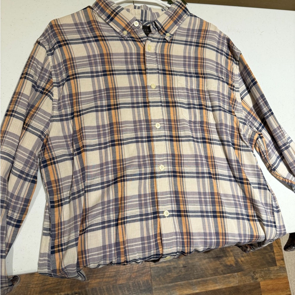 Jachs New York Blue and Orange Plaid Shirt